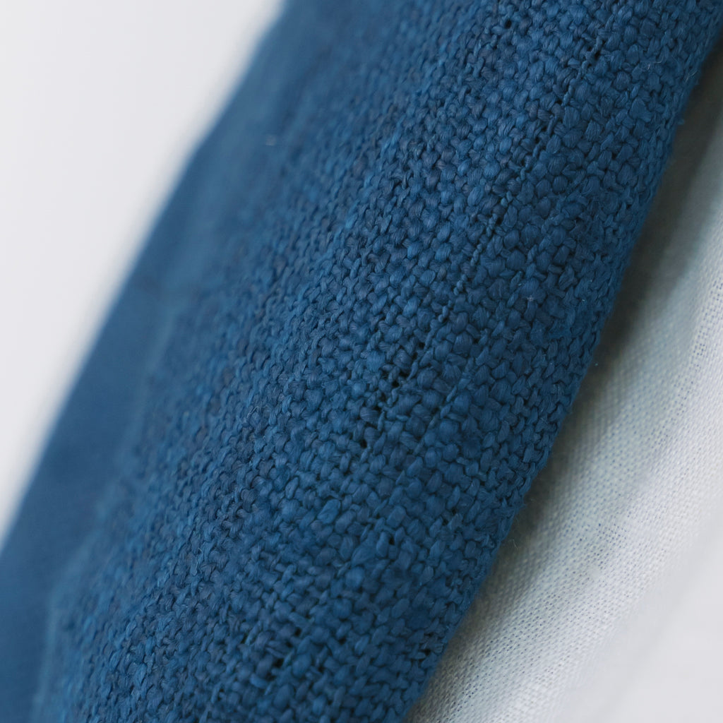 Hmong Solid Indigo Natural Linen Scarf - Hand-Dyed Minimalist Brocade Shawl - Hill Tribe Artisan Wrap