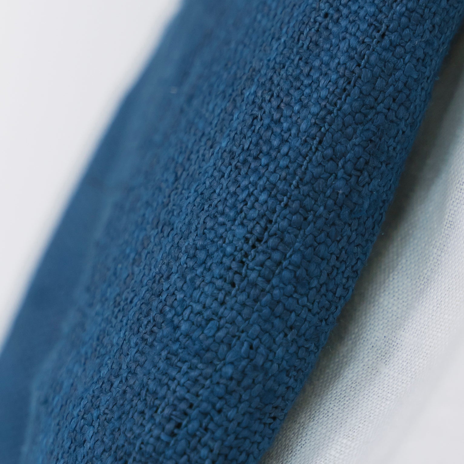Hmong Solid Indigo Natural Linen Scarf - Hand-Dyed Minimalist Brocade Shawl - Hill Tribe Artisan Wrap