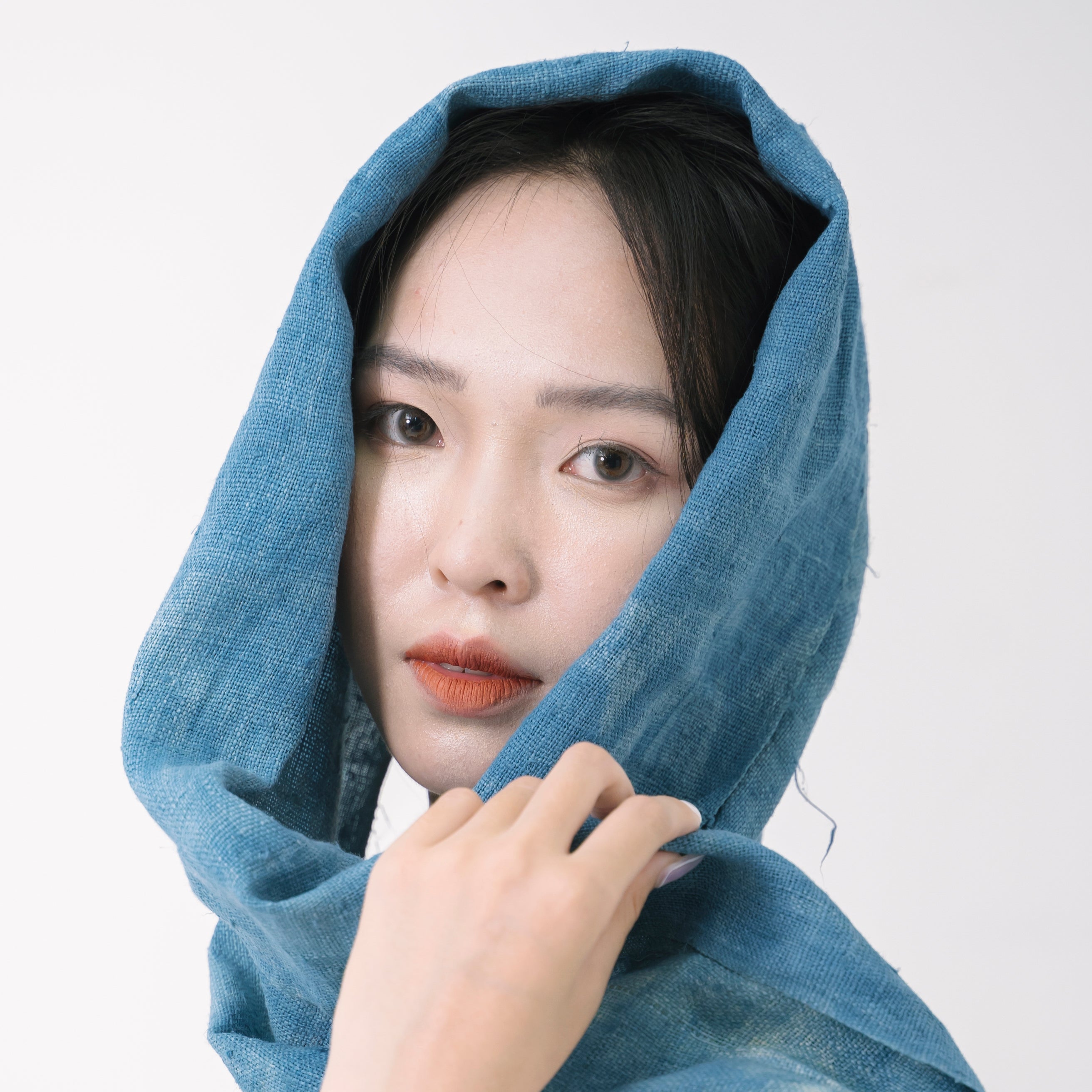 Hmong Marble Pattern Indigo Scarf - Subtle Hand-Dyed Natural Brocade Shawl - Hill Tribe Artisan Lightweight Wrap