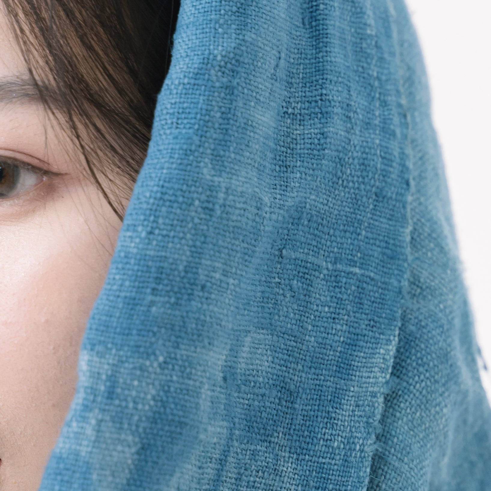 Hmong Marble Pattern Indigo Scarf - Subtle Hand-Dyed Natural Brocade Shawl - Hill Tribe Artisan Lightweight Wrap