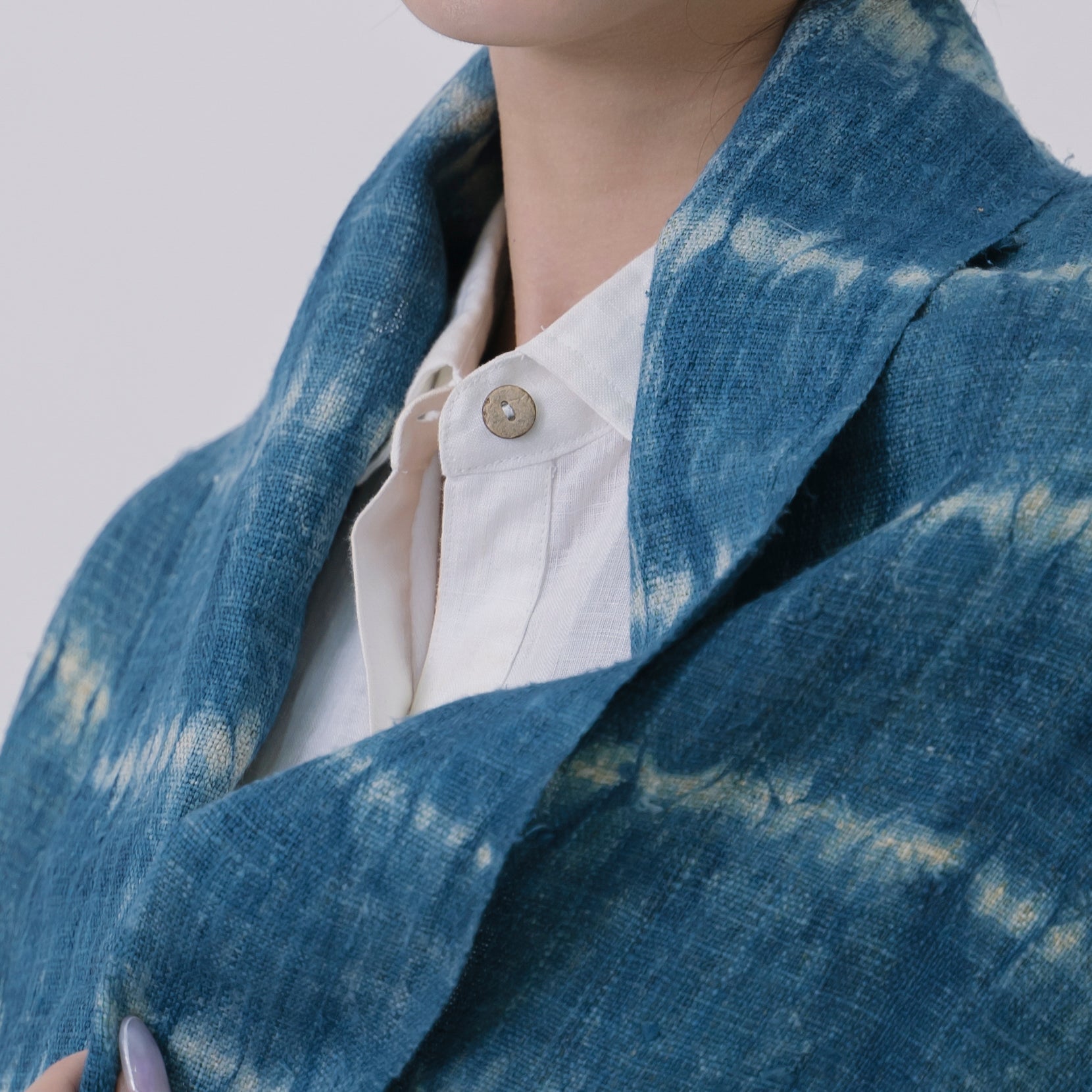 Hmong Horizontal Stripe Indigo Linen Scarf - Hand-Dyed Ethnic Brocade Shawl - Hill Tribe Artisan Wrap