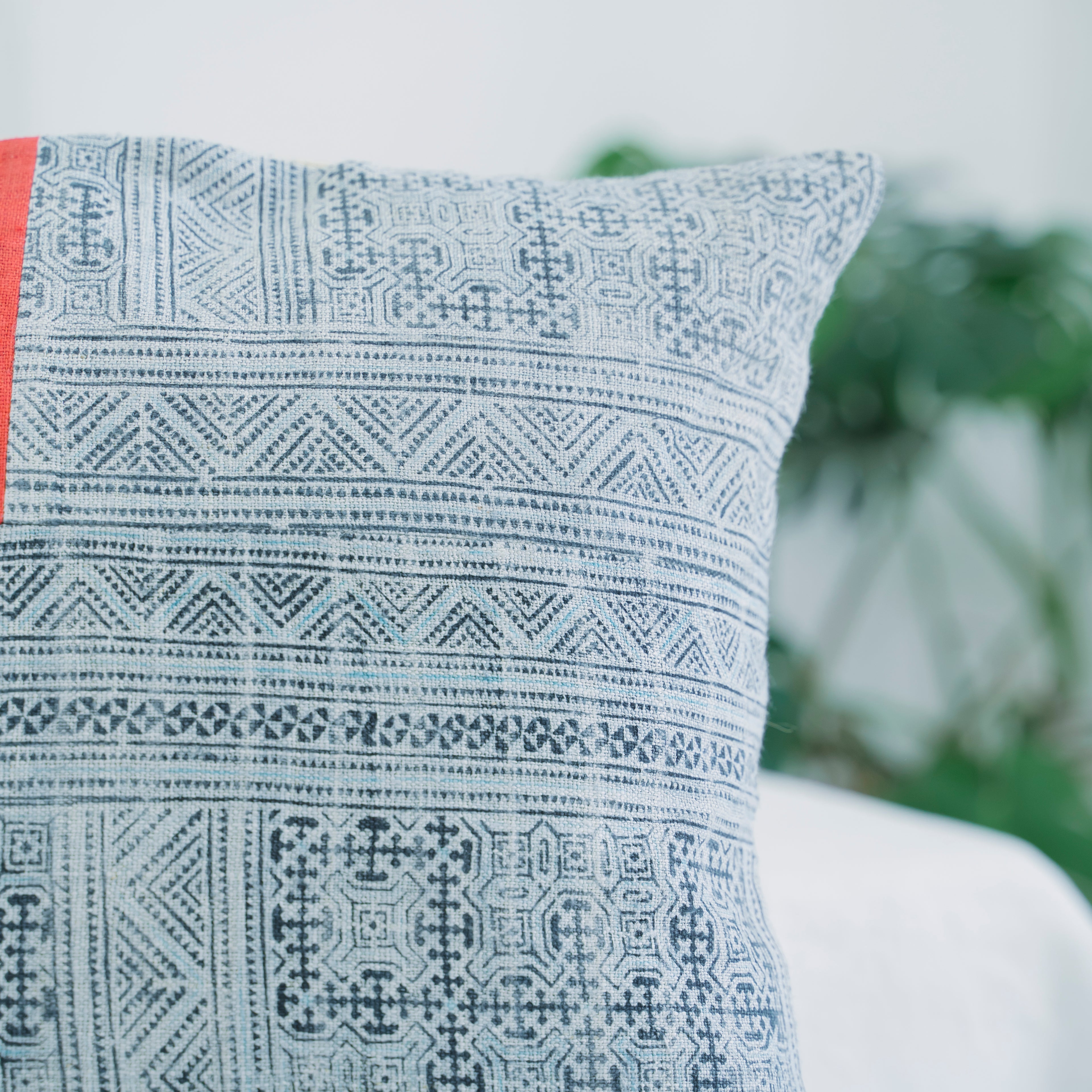 Hmong Red Patchwork Batik Pillow Cover - Hand-Drawn Beeswax Brocade - One-of-a-Kind Hill Tribe Artisan Cushion
