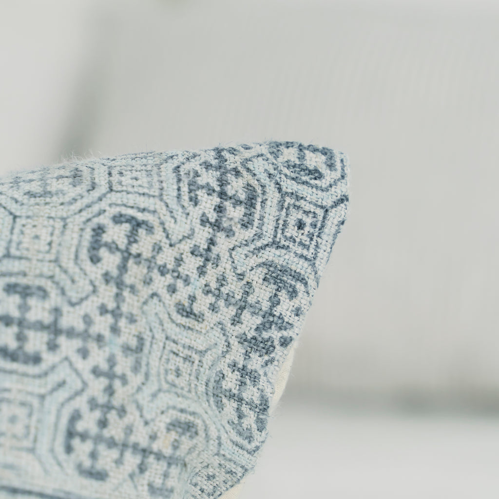 Hmong Patchwork Batik Pillow Cover - Hand-Drawn Beeswax Indigo Brocade - One-of-a-Kind Hill Tribe Artisan Cushion