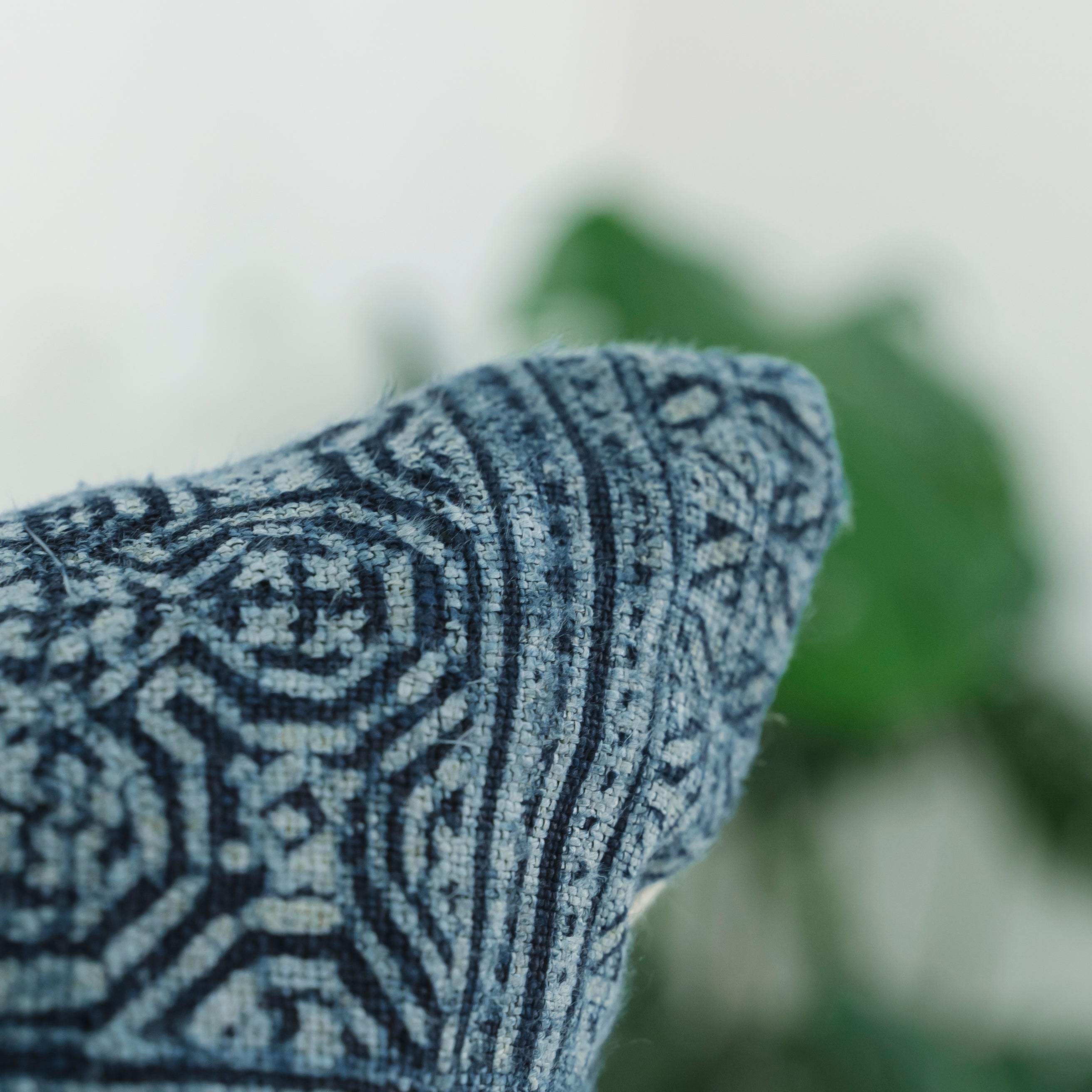 Hmong Full Batik Pillow Cover - Hand-Drawn Beeswax Indigo Brocade - Traditional Hill Tribe Artisan Cushion