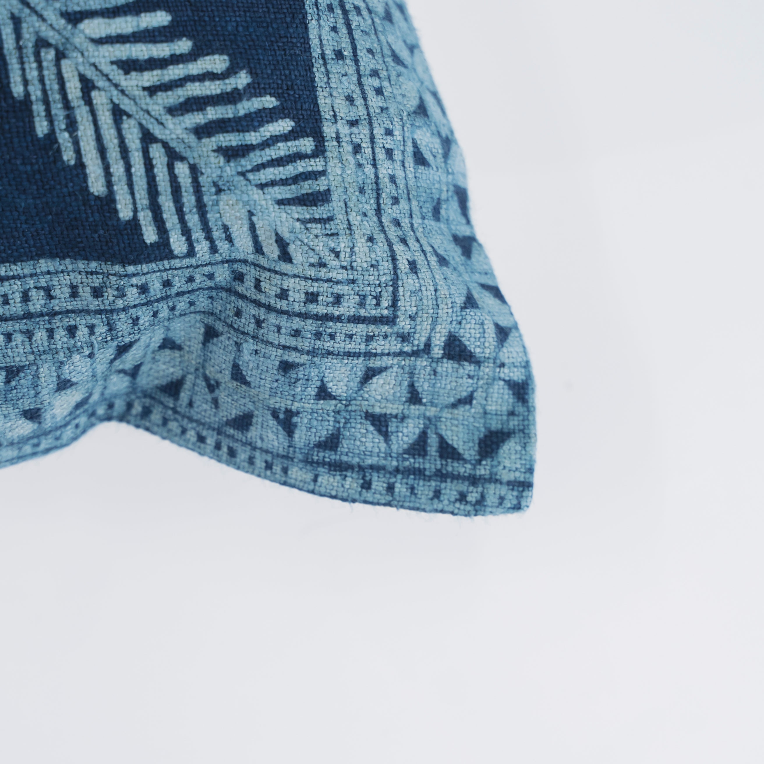 Hmong Grid Pattern Batik Pillow Cover - Full Hand-Drawn Beeswax Indigo Brocade - Hill Tribe Artisan Cushion