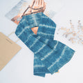 Hmong Horizontal Stripe Indigo Linen Scarf - Hand-Dyed Ethnic Brocade Shawl - Hill Tribe Artisan Wrap