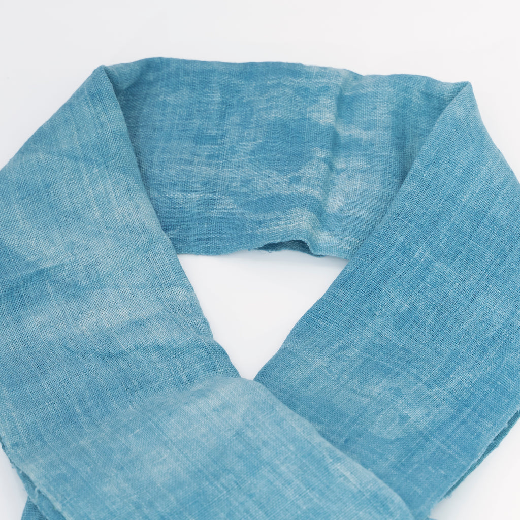 Hmong Marble Pattern Indigo Scarf - Subtle Hand-Dyed Natural Brocade Shawl - Hill Tribe Artisan Lightweight Wrap