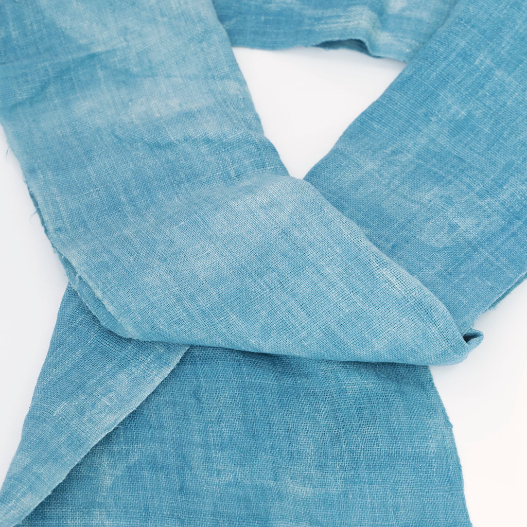 Hmong Marble Pattern Indigo Scarf - Subtle Hand-Dyed Natural Brocade Shawl - Hill Tribe Artisan Lightweight Wrap