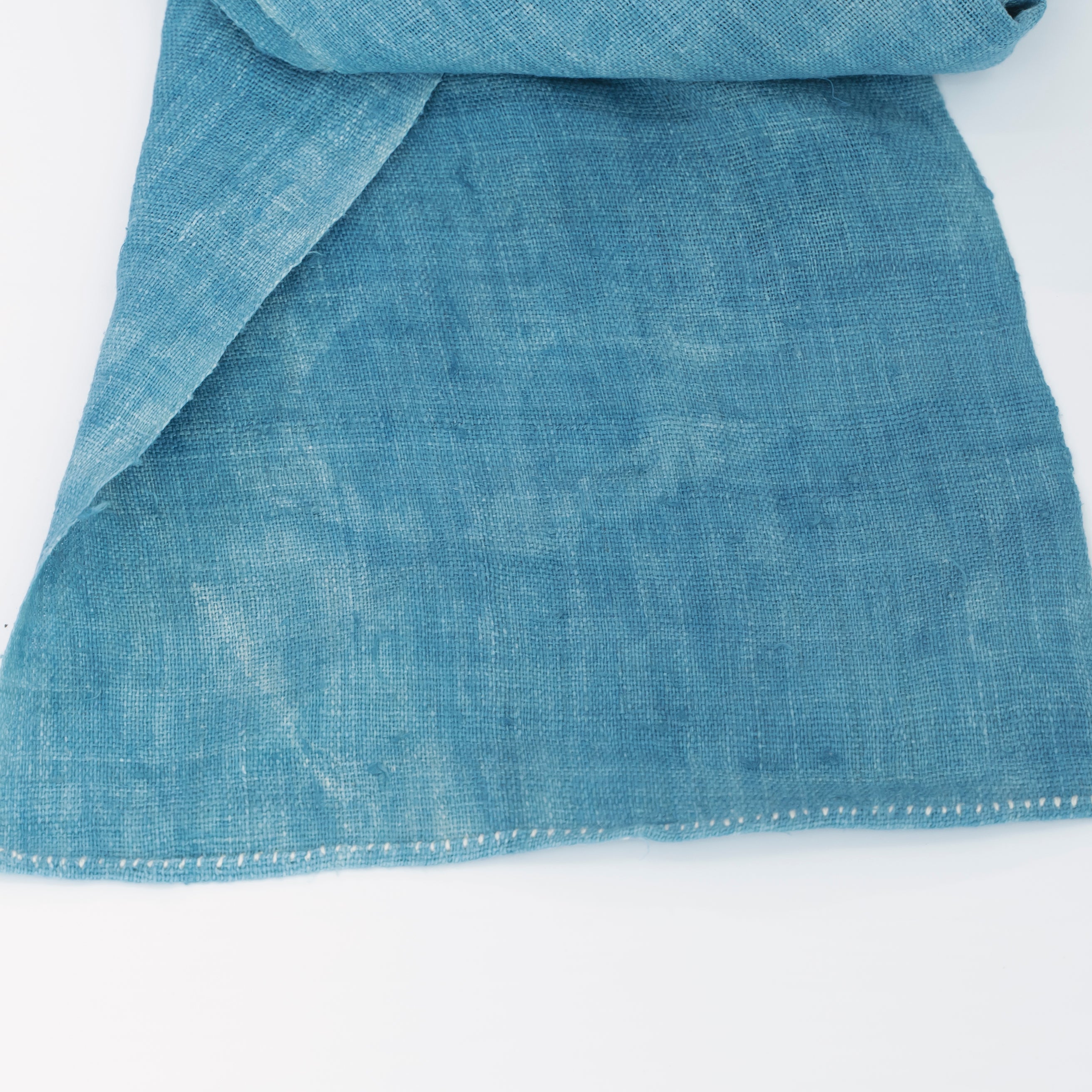 Hmong Marble Pattern Indigo Scarf - Subtle Hand-Dyed Natural Brocade Shawl - Hill Tribe Artisan Lightweight Wrap