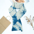 Hmong Sunburst Tie-Dye Indigo Scarf - Hand-Dyed Natural Brocade Shawl - One-of-a-Kind Hill Tribe Artisan Wrap