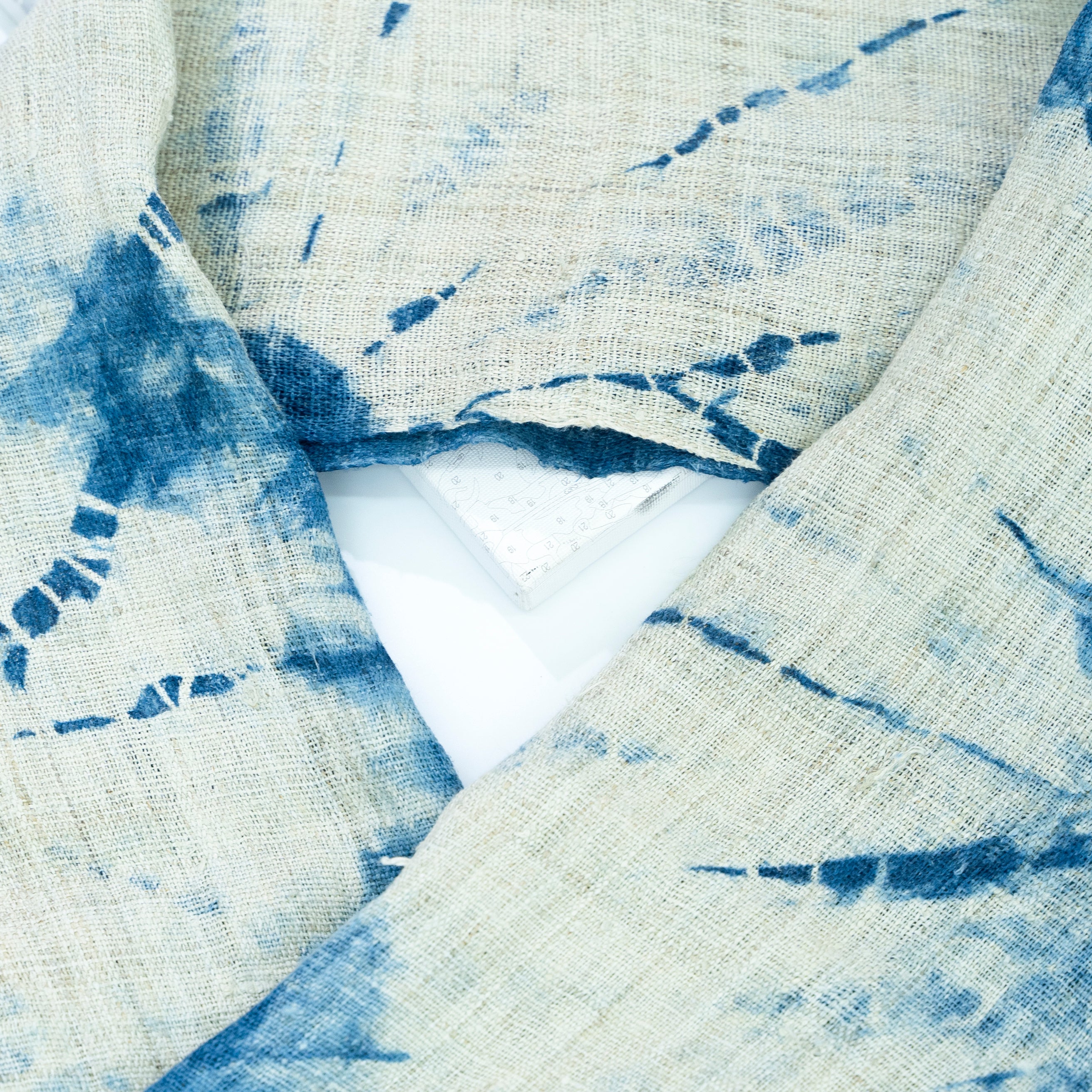 Hmong Sunburst Tie-Dye Indigo Scarf - Hand-Dyed Natural Brocade Shawl - One-of-a-Kind Hill Tribe Artisan Wrap