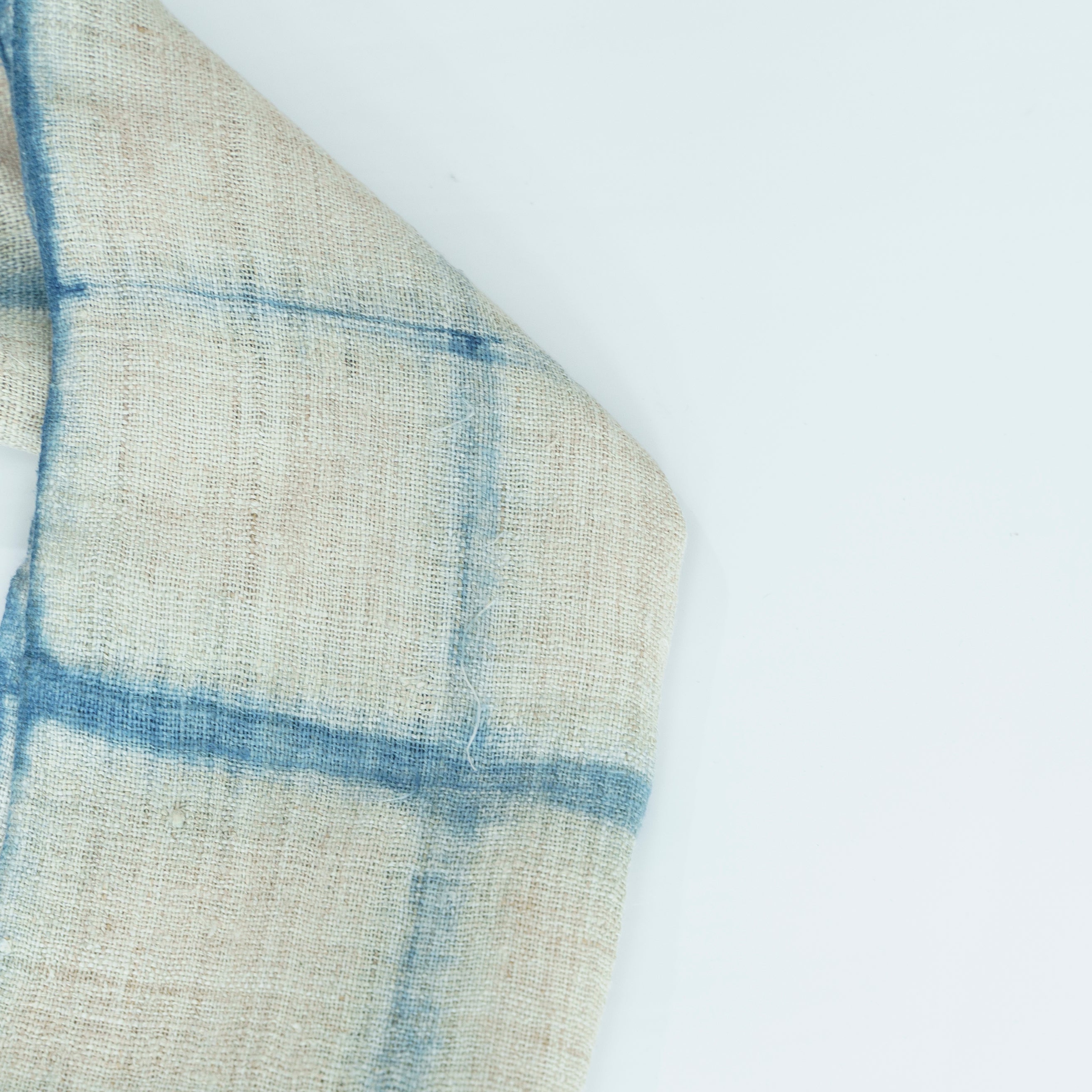 Hmong Grid & Marble Indigo Scarf - Hand-Dyed Dual Pattern Natural Brocade Shawl - Hill Tribe Artisan Wrap