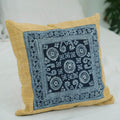 Hmong Mustard Yellow Batik Pillow Cover - Hand-Drawn Beeswax Brocade - One-of-a-Kind Hill Tribe Artisan Cushion