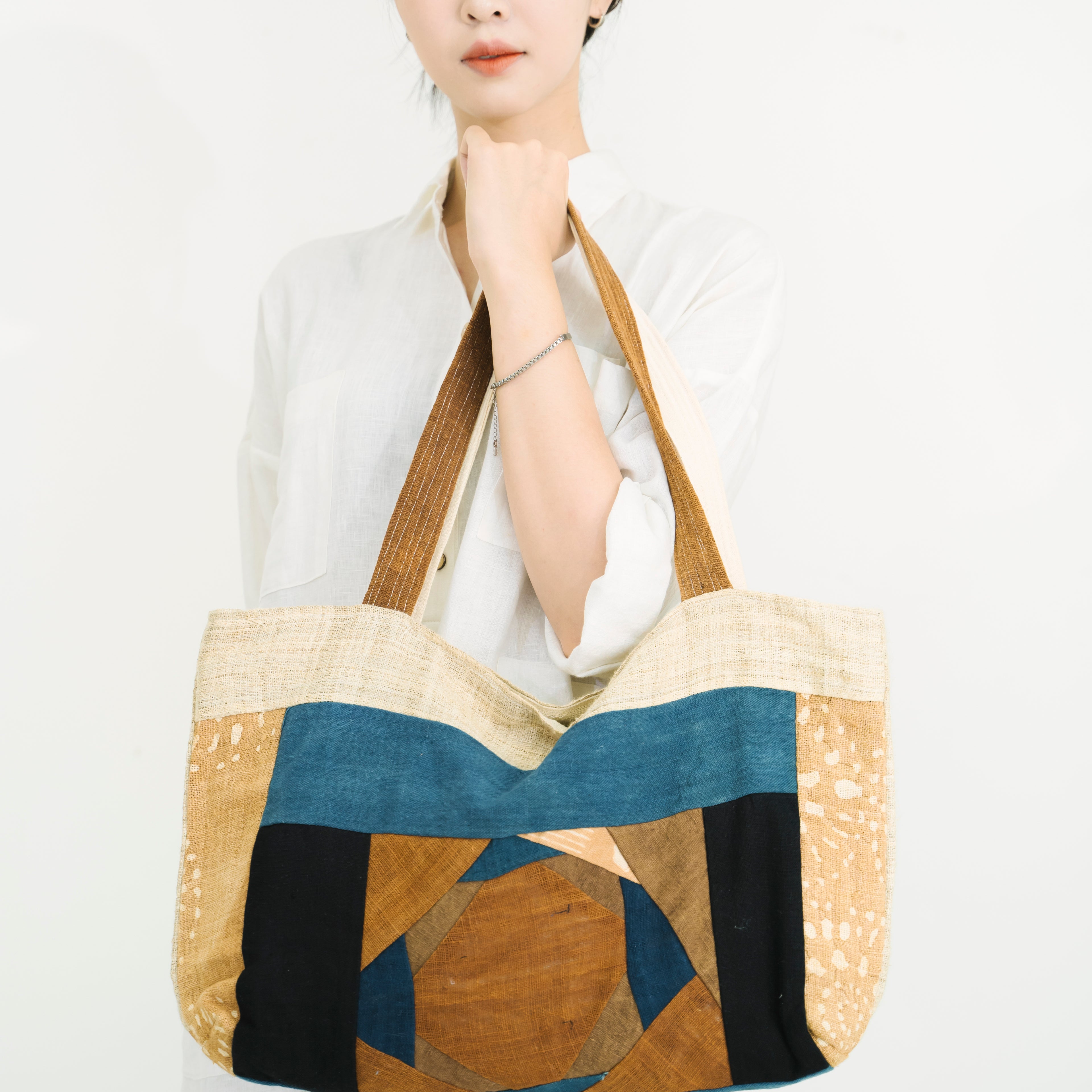 Hmong Colorful Embroidered Tote Bag - Hand-Woven Multicolor Brocade - Traditional Hill Tribe Artisan Shoulder Bag