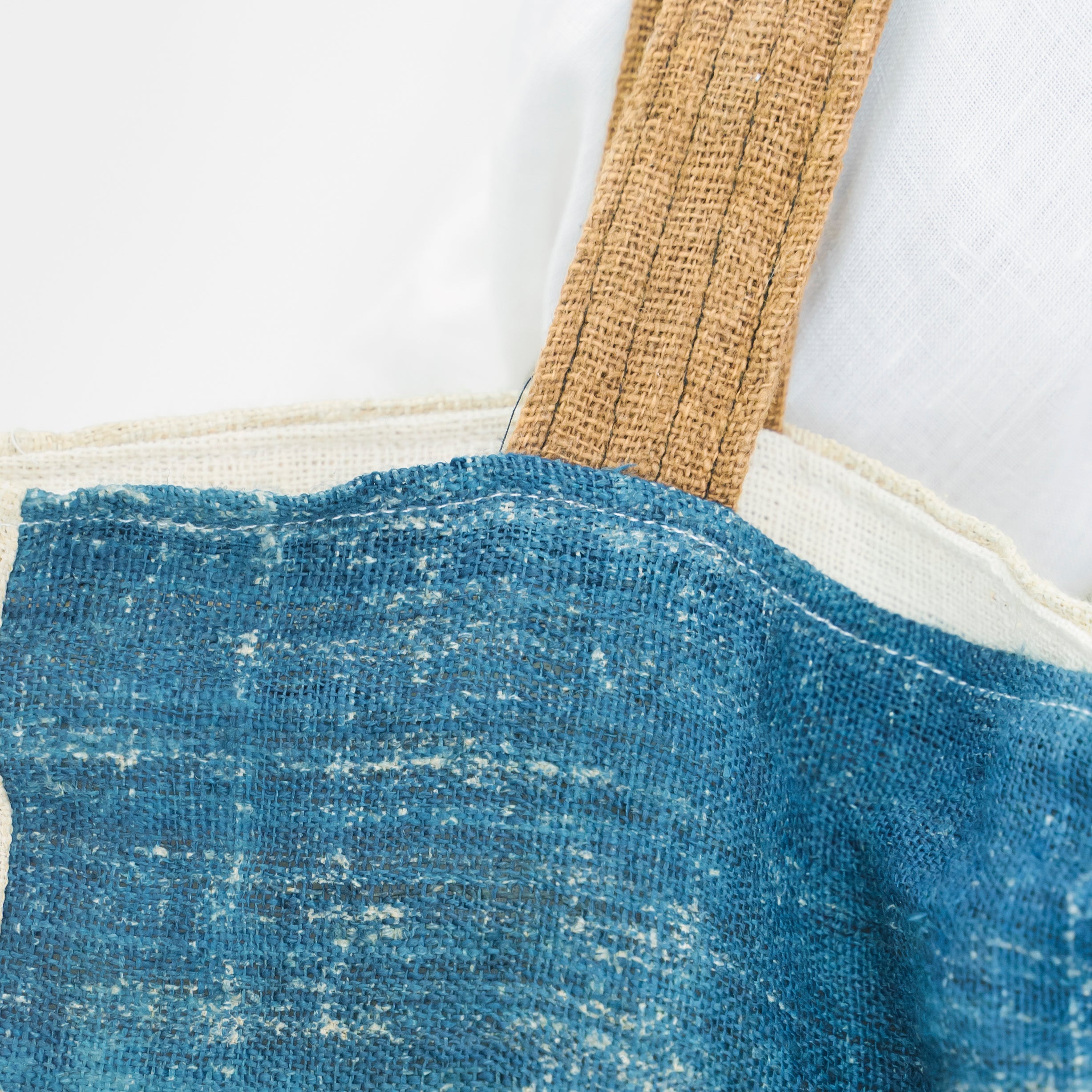 Hmong Indigo & Green Embroidered Tote Bag - Hand-Dyed Brocade with Vibrant Accent - Hill Tribe Artisan Shoulder Bag