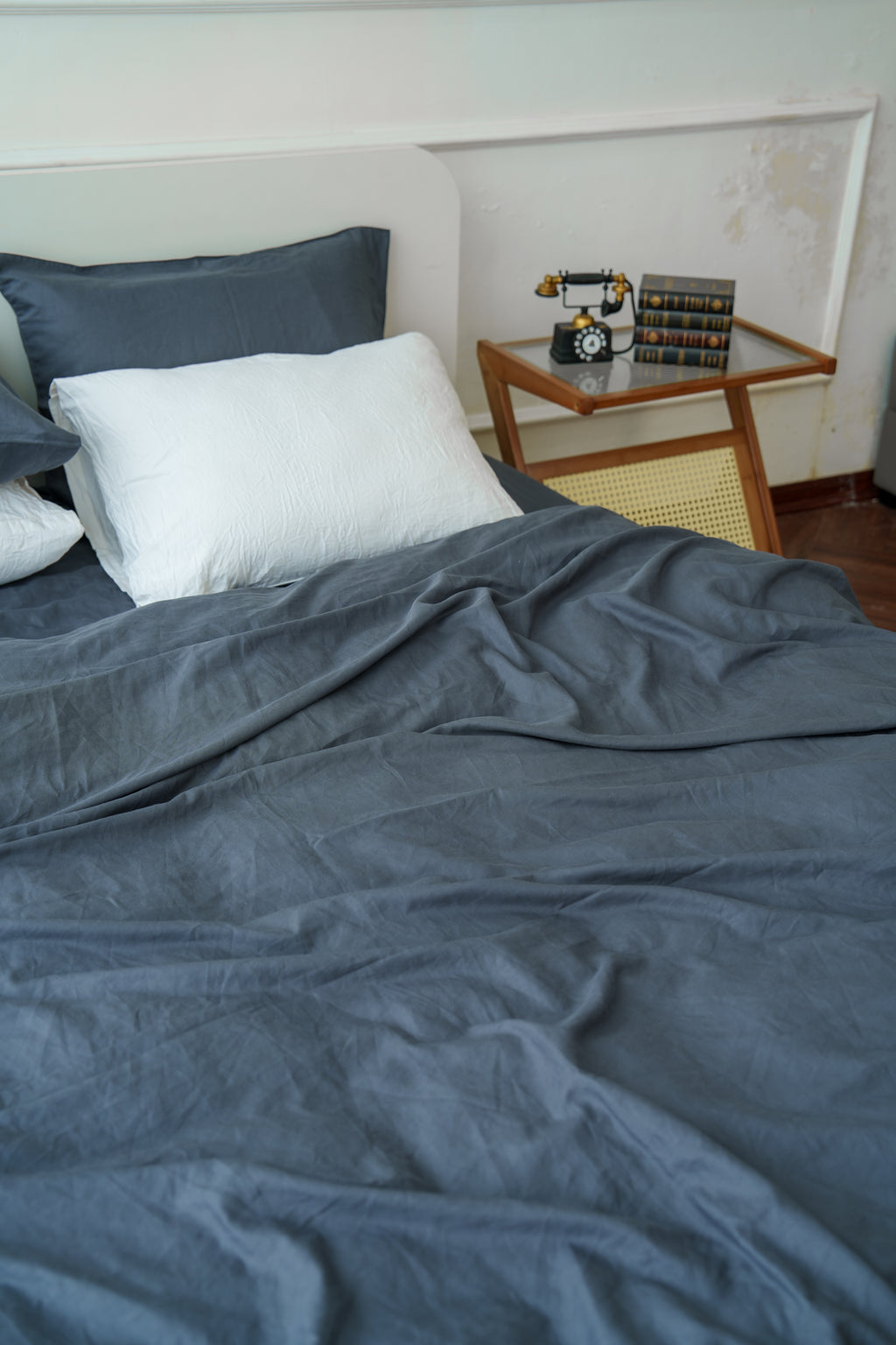 Grey Bamboo Linen Fitted Sheet — 70% Bamboo 30% Linen