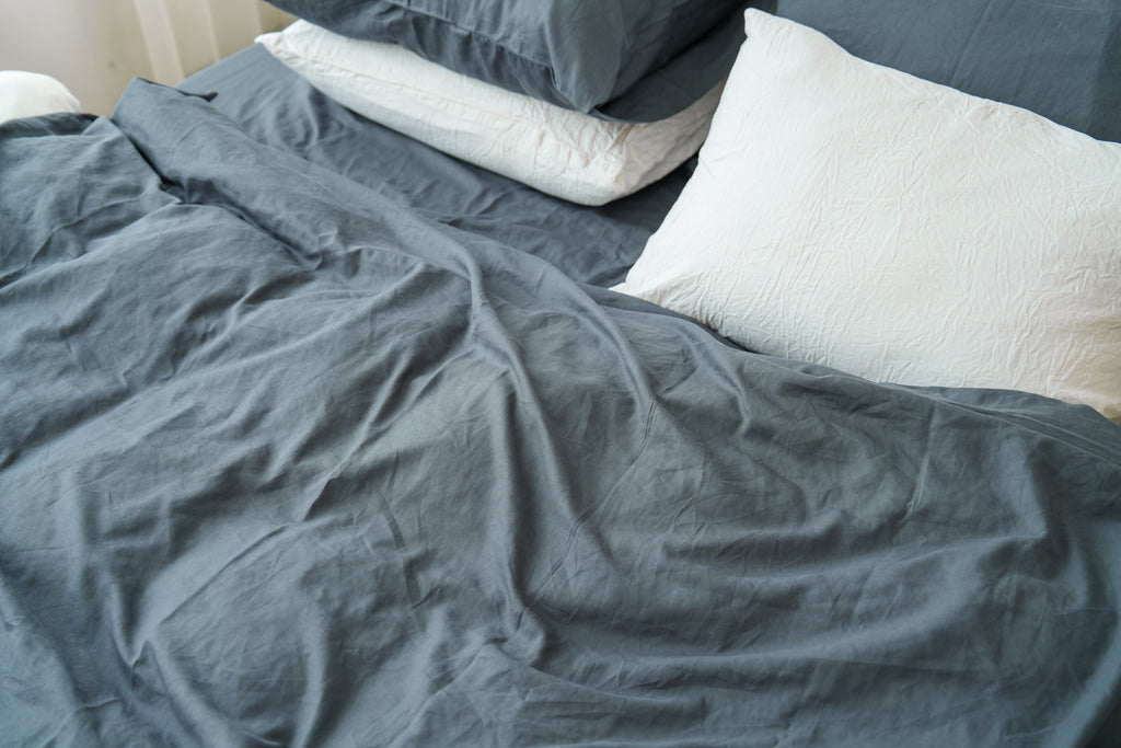 Grey Bamboo Linen Fitted Sheet — 70% Bamboo 30% Linen