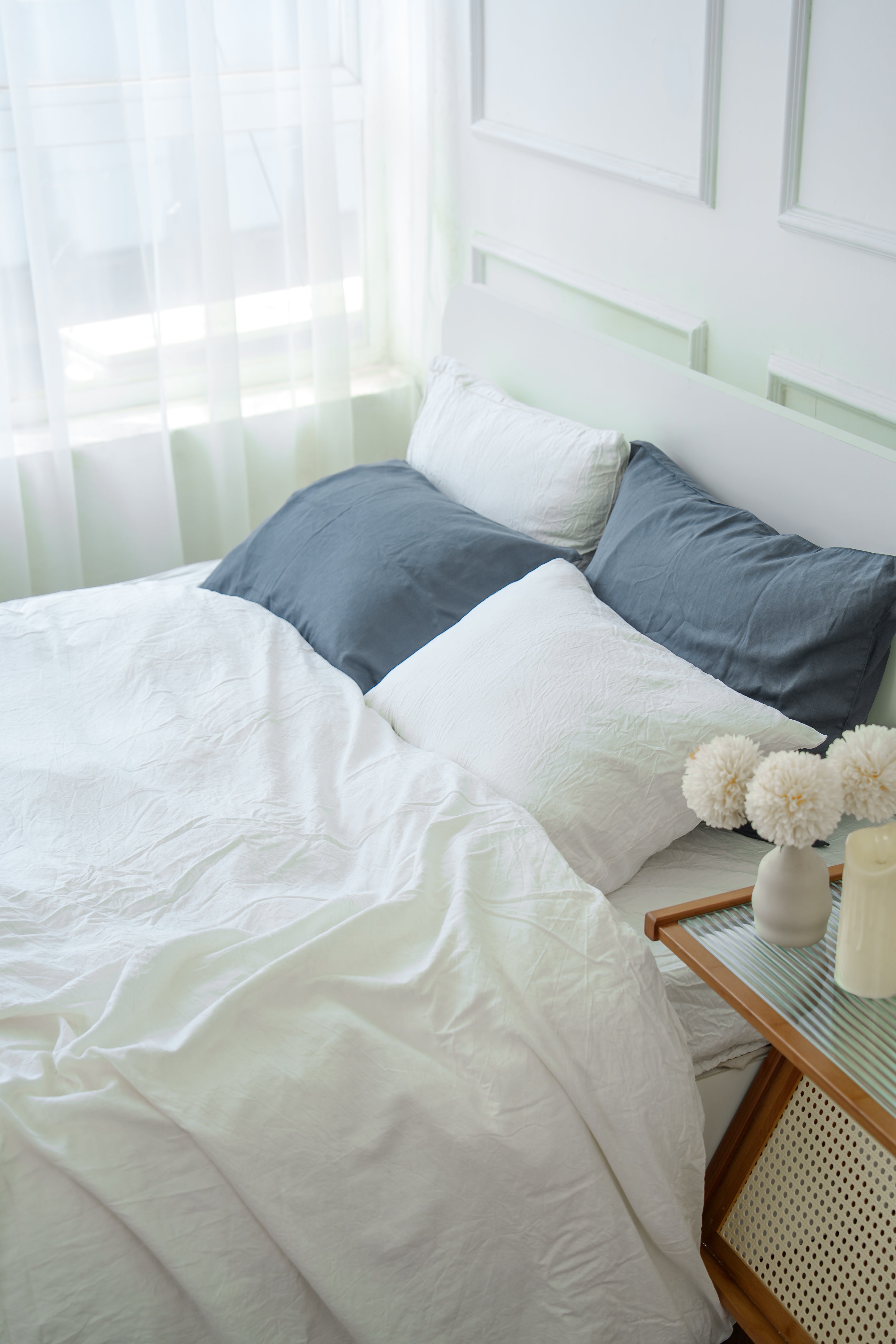 Grey Bamboo Linen Pillowcase — 70% Bamboo 30% Linen