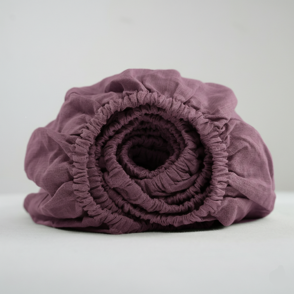 Violet Purple French Linen Fitted Sheet | Handmade