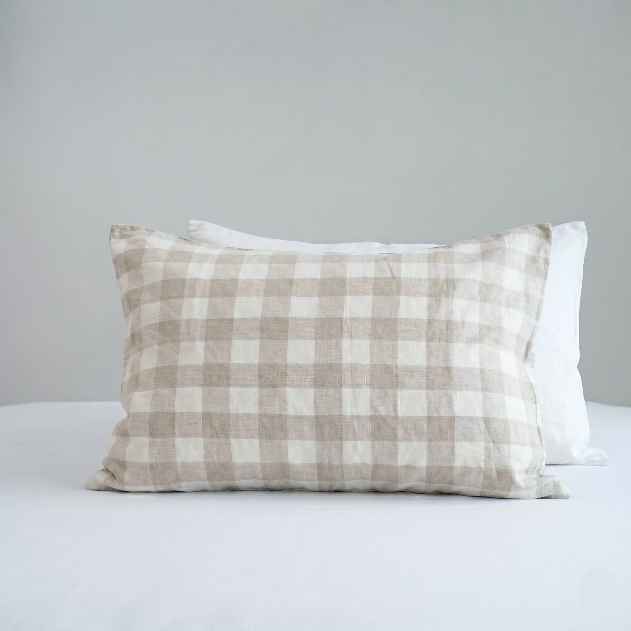 Grid French Linen Pillowcase | Yarn-Dyed | Handmade