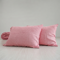 Red Pink French Linen Pillowcase | Yarn-Dyed | Handmade