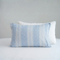 Blue Striped French Linen Pillowcase | Yarn-Dyed | Handmade