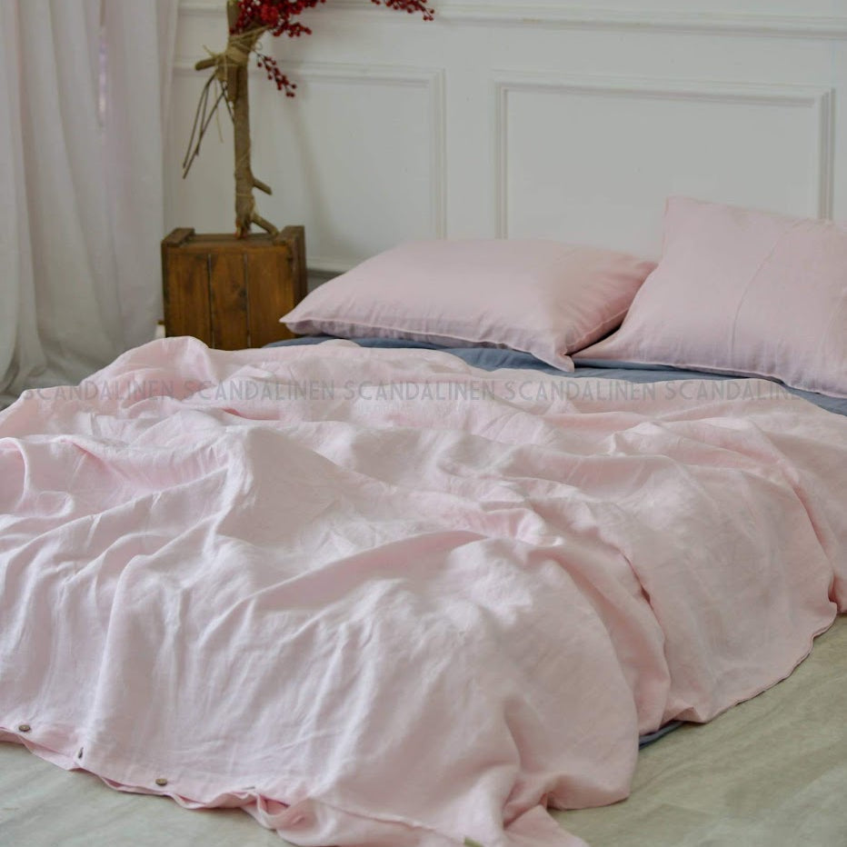 Peach French Linen Duvet Cover | Plain Dyed