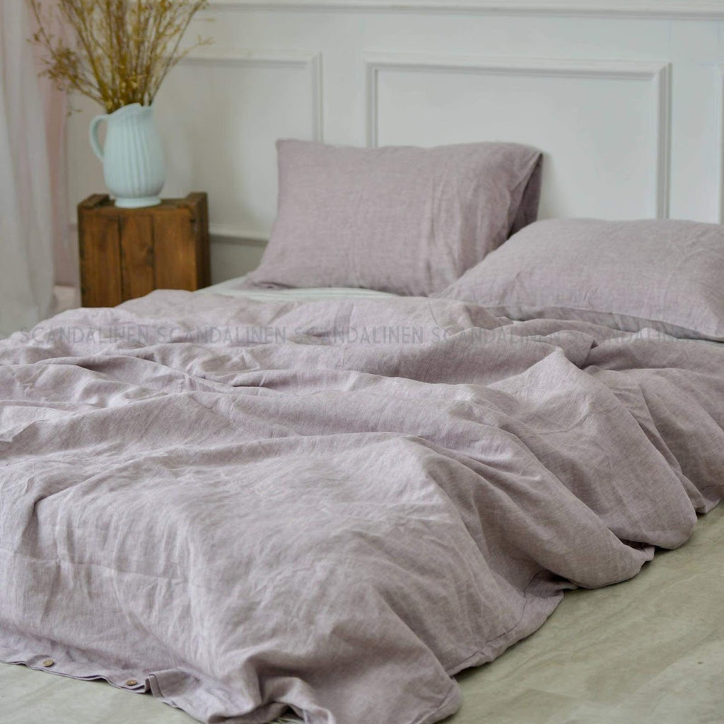 Light Purple French Linen Duvet Cover | Yarn-Dyed | Handmade