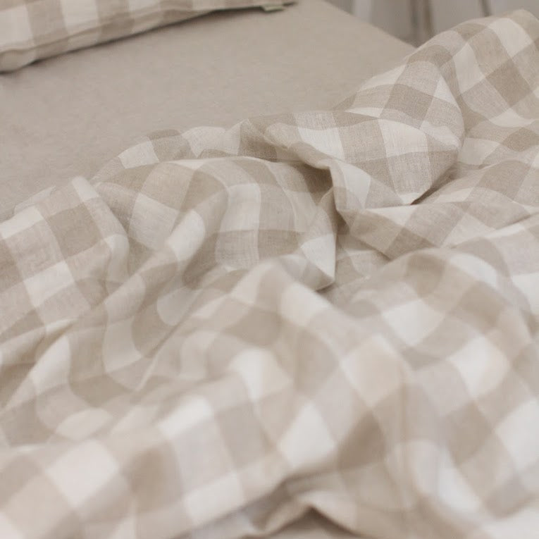 Grid French Linen Duvet Cover | Premium Bedding