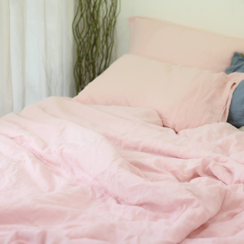 Peach French Linen Duvet Cover | Plain Dyed