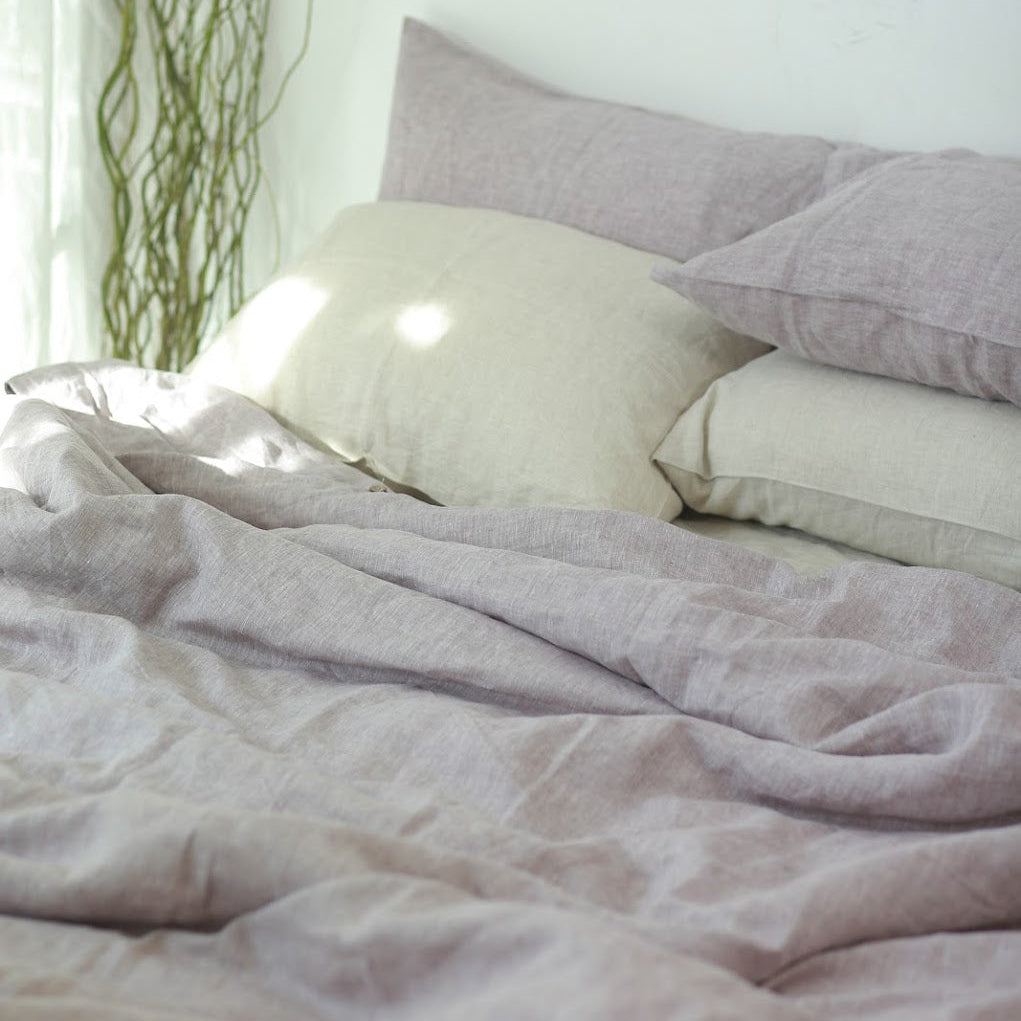 Light Purple French Linen Duvet Cover | Yarn-Dyed | Handmade