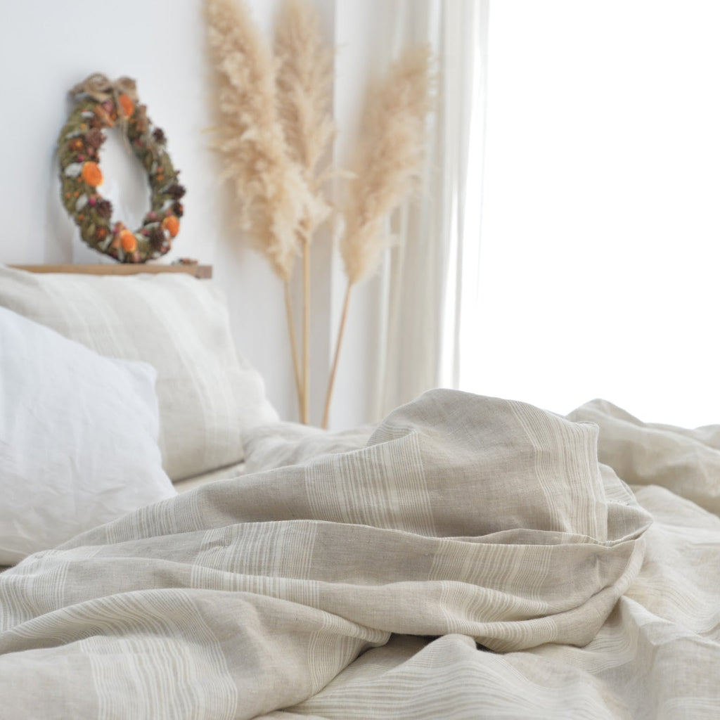 Big Striped French Linen Duvet Cover | Yarn-Dyed | Handmade