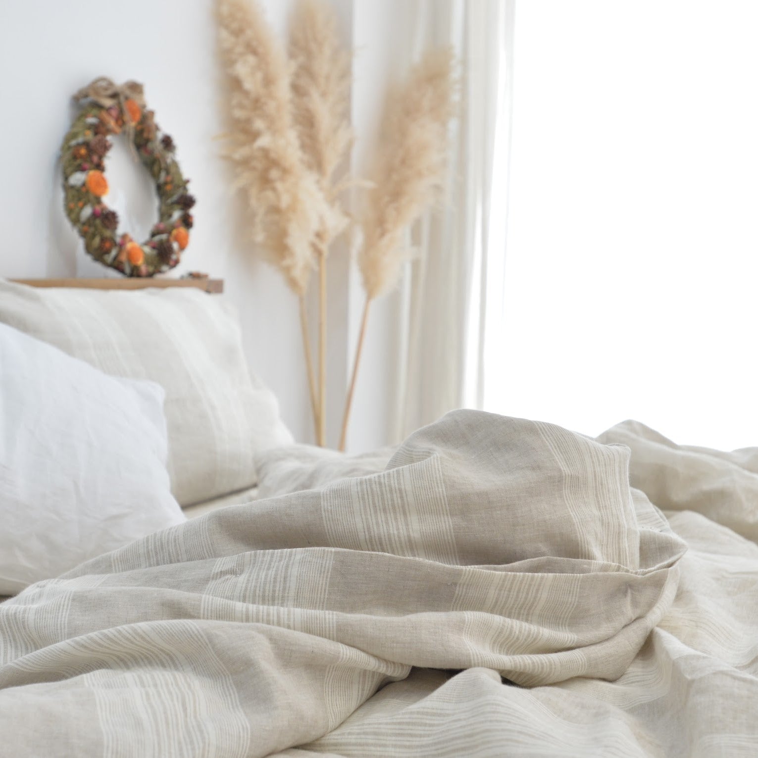 Big Striped French Linen Duvet Cover | Yarn-Dyed | Handmade