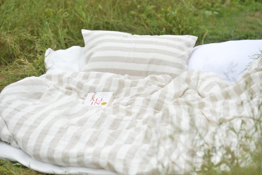 Flax Striped French Linen Duvet Cover | Yarn-Dyed | Handmade