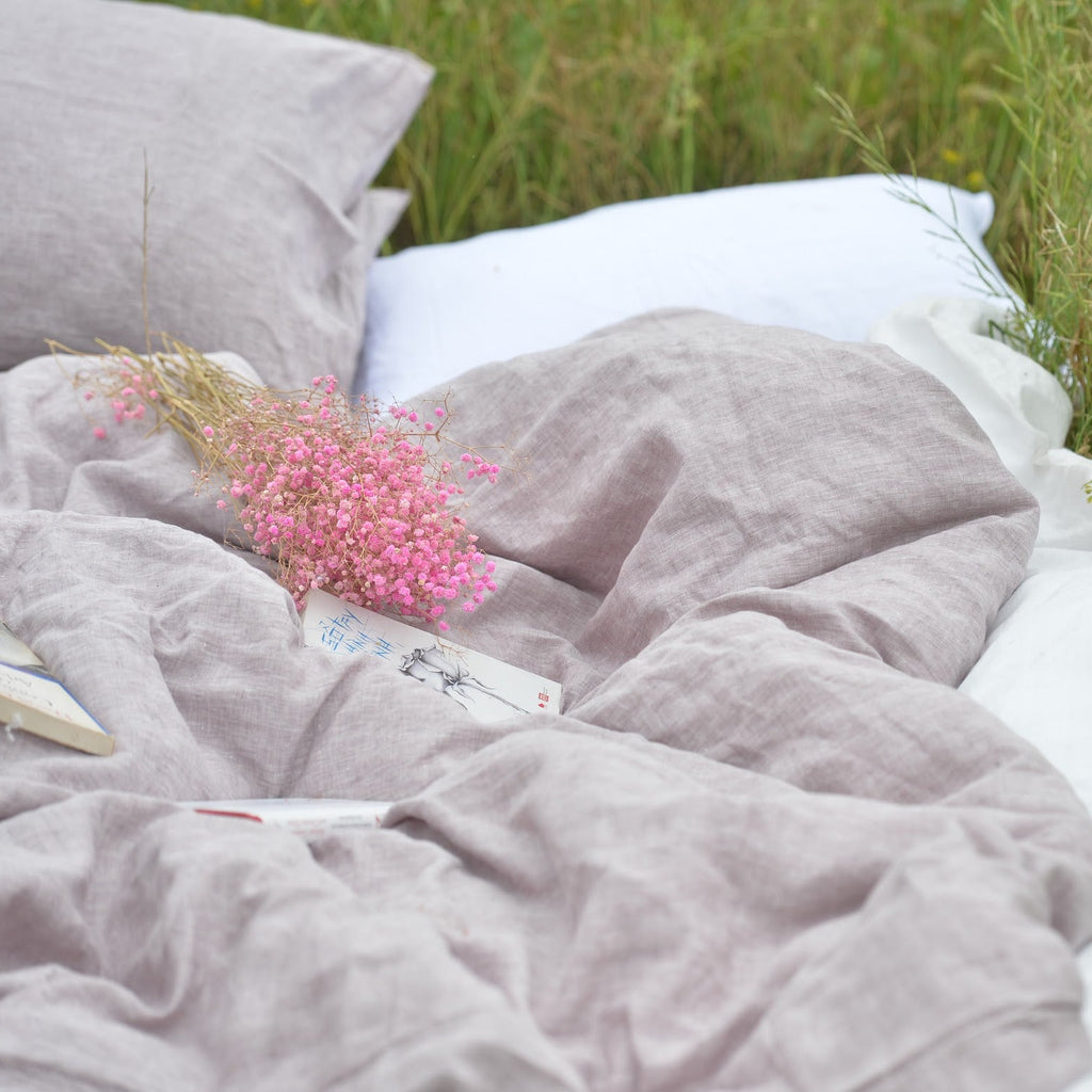 Light Purple French Linen Duvet Cover | Yarn-Dyed | Handmade