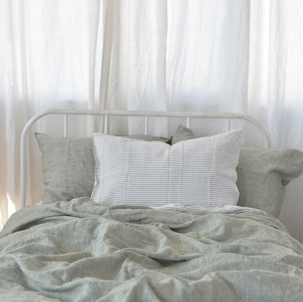 Asparagus French Linen Duvet Cover | Premium Bedding