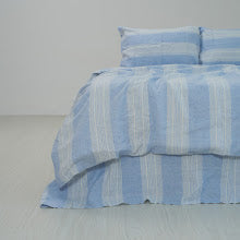 Blue Striped French Linen Duvet Cover | Yarn-Dyed | Handmade