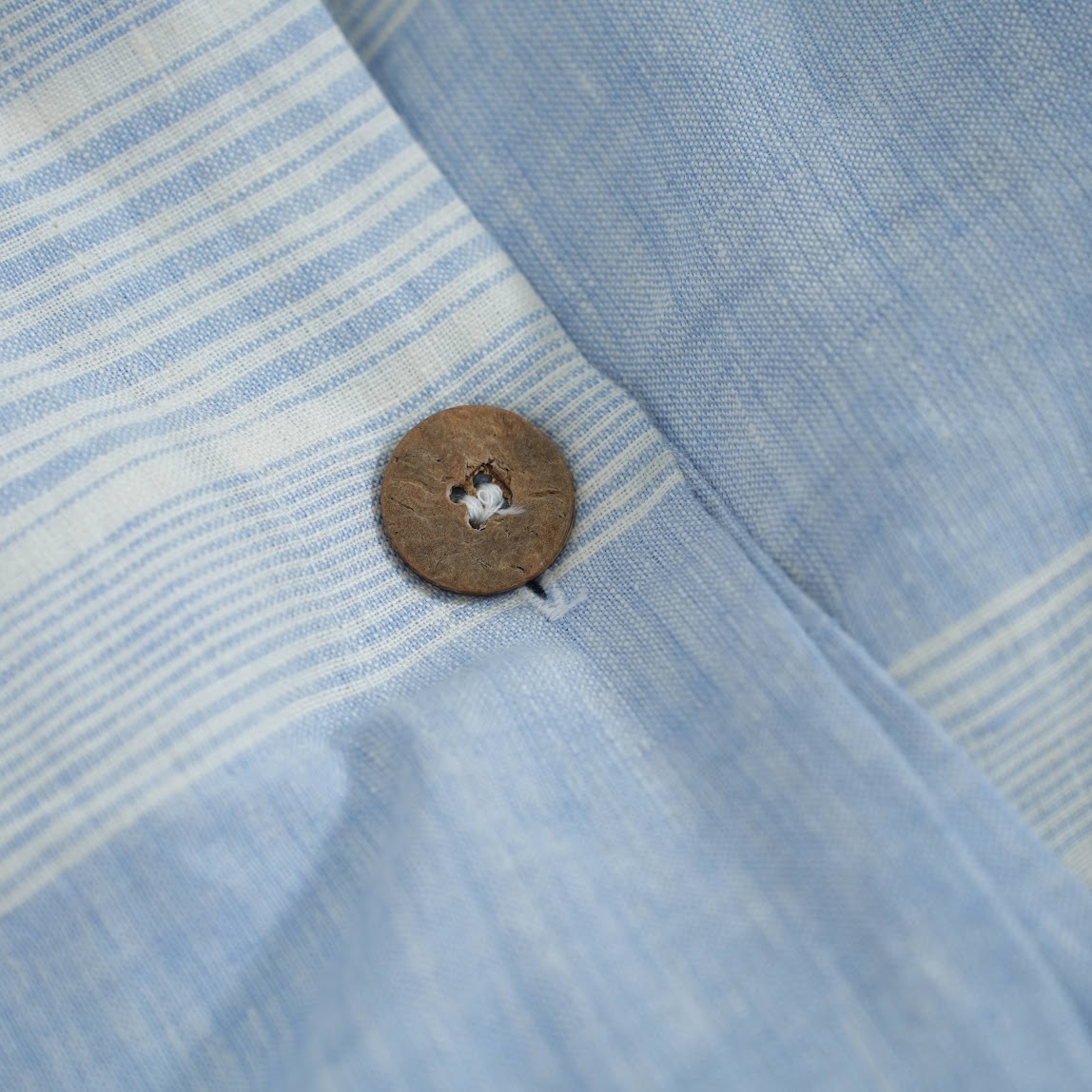 Blue Striped French Linen Duvet Cover | Yarn-Dyed | Handmade