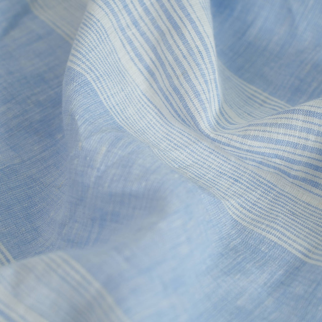 Blue Striped French Linen Duvet Cover | Yarn-Dyed | Handmade