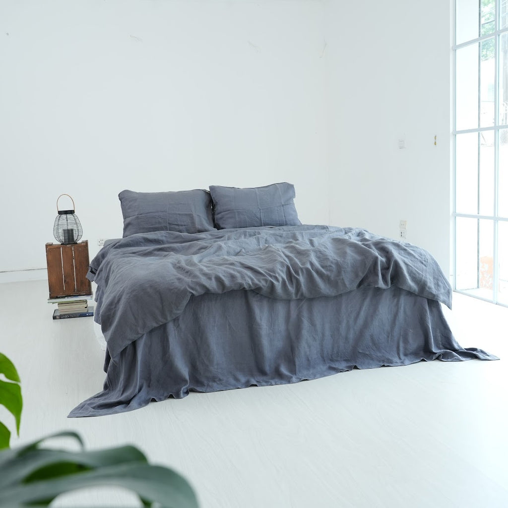 Dark French Linen Duvet Cover | Plain Dyed