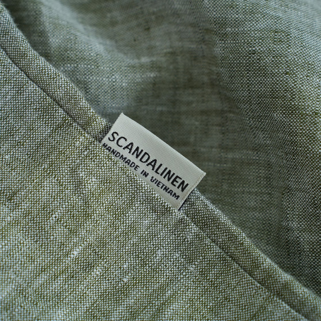 Asparagus Green French Linen Fitted Sheet Set - Yarn-Dyed with 2 Pillowcases