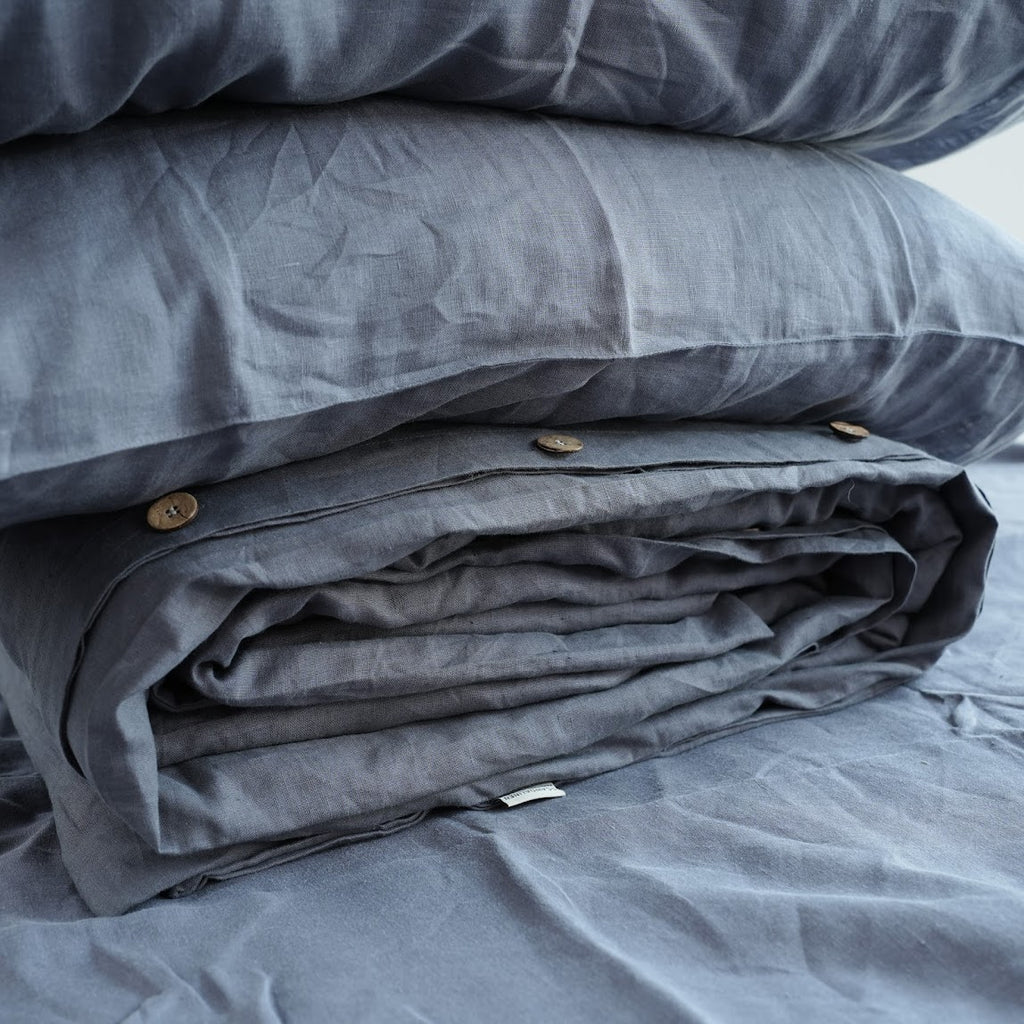 Dark French Linen Duvet Cover | Plain Dyed