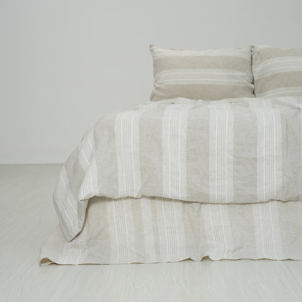Big Striped French Linen Duvet Cover | Yarn-Dyed | Handmade