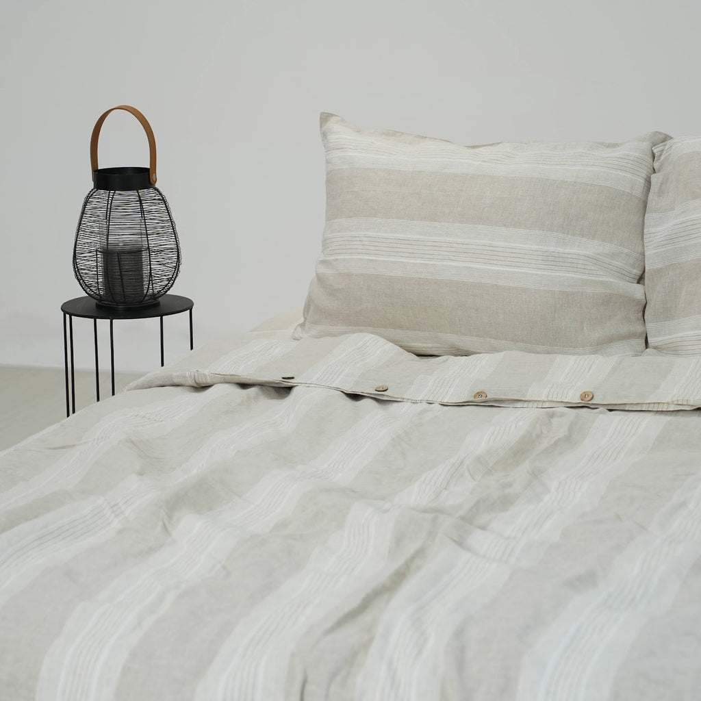 Big Striped French Linen Duvet Cover | Yarn-Dyed | Handmade