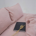 Misty Pink French Linen Fitted Sheet Set - Deep Pocket with 2 Pillowcases