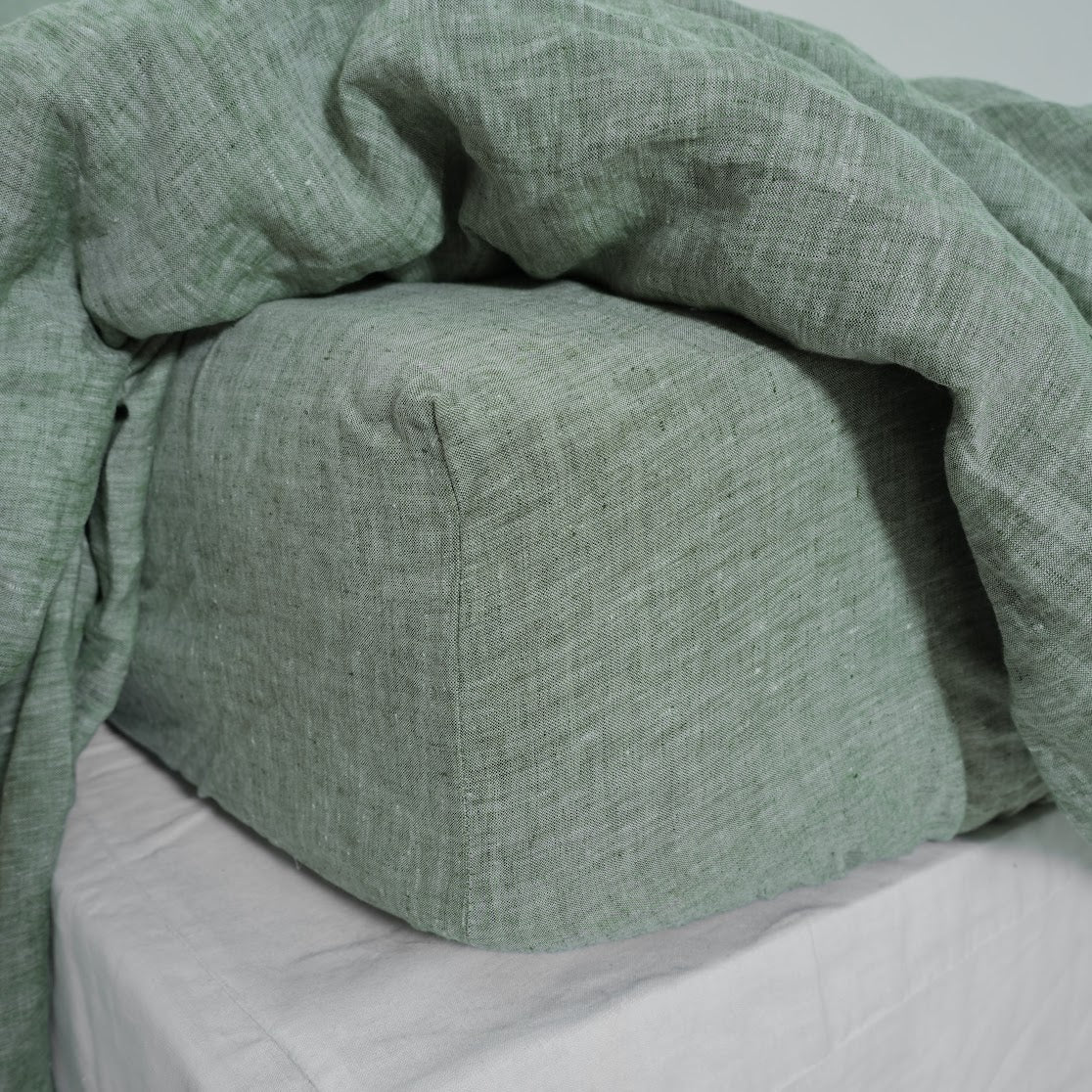Asparagus Green French Linen Duvet Cover Set - Yarn-Dyed 4-Piece