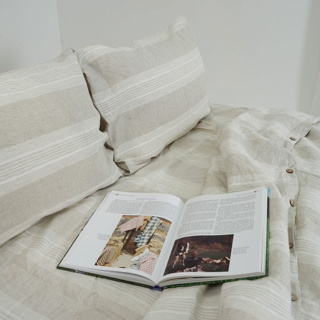 Big Striped French Linen Duvet Cover | Yarn-Dyed | Handmade