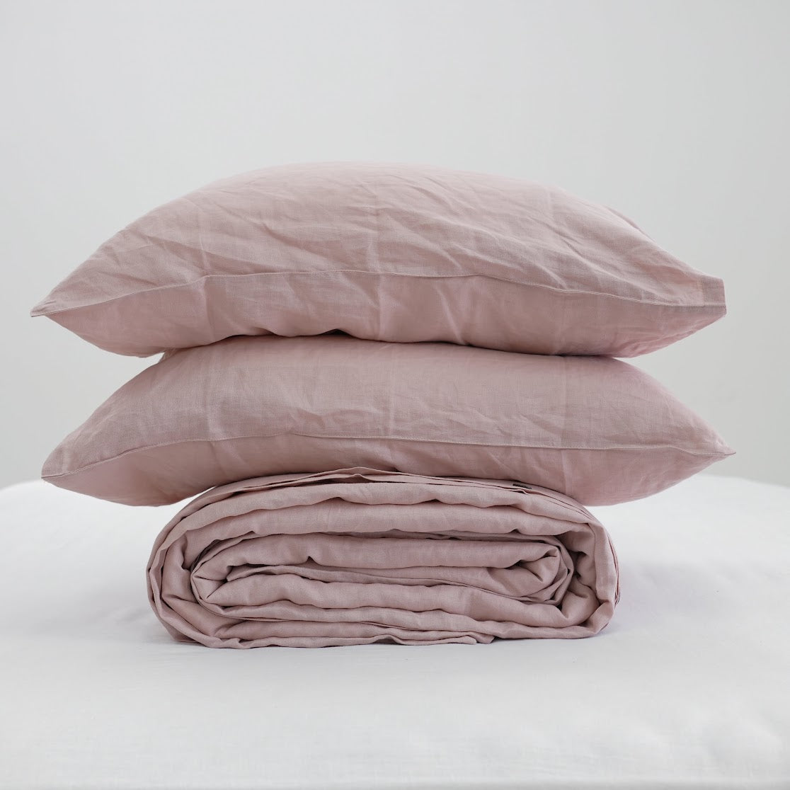 Dust Pink French Linen Top Sheet | 100% Linen Flat Sheet