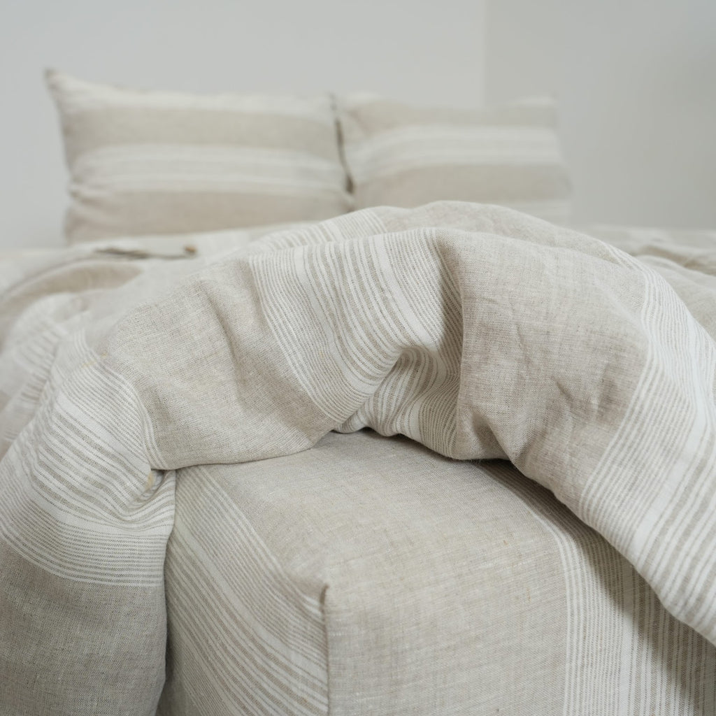 Big Striped French Linen Duvet Cover | Yarn-Dyed | Handmade
