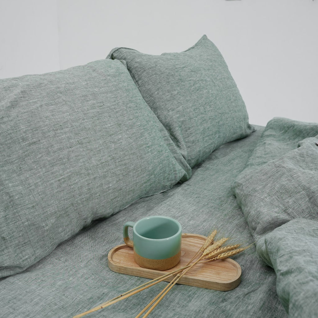 Asparagus French Linen Flat Sheet | 100% Linen Flat Sheet